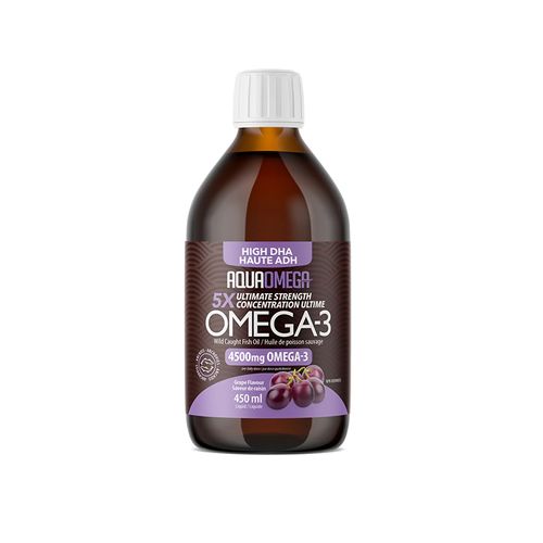 AquaOmega, 5X Ultimate Strength DHA Omega-3, Grape, 450ml
