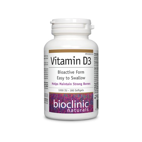 Bioclinic Naturals, Vitamin D3, 1000 IU, 180 Softgels