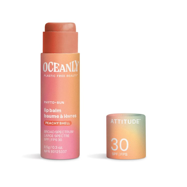 Attitude, Oceanly™ Phyto-Sun Lip Balm SPF 30, Peachy Shell, 8.5g