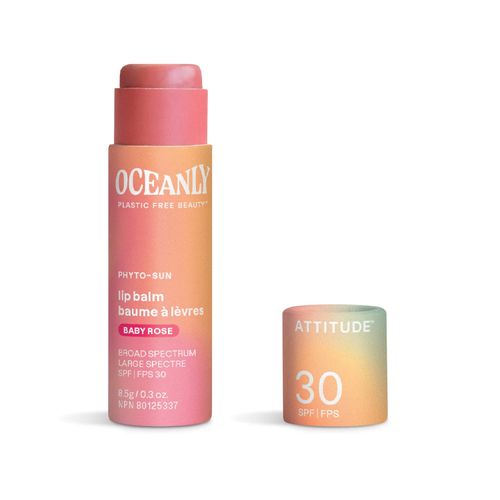 加拿大Attitude Oceanly™ Phyto-Sun 润色防晒润唇膏 柔粉玫瑰色 SPF30 物理防晒 植物胶原修护配方