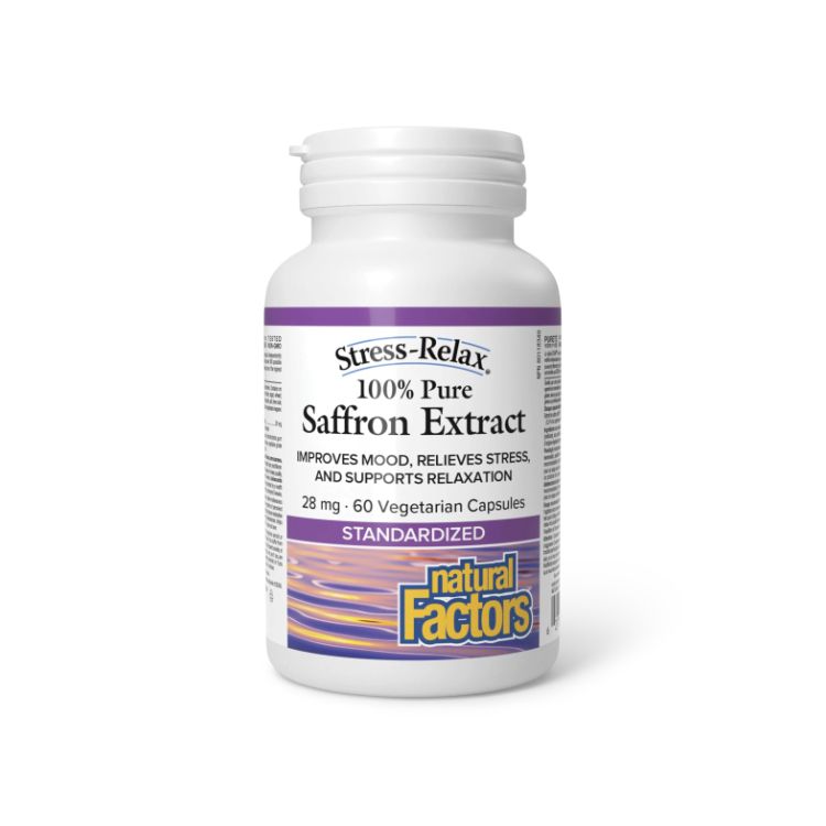 Natural Factors, Stress Relax, Saffron Extract 100%, Pure Standardized, 28mg, 60 Vegetarian Capsules - Natural Factors | Lifeplus Natural Health