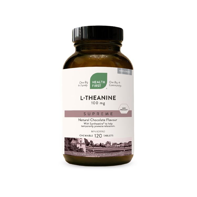 加拿大Health First 茶氨酸安神咀嚼片 120片 Suntheanine®专利放松因子 快速起效 放松减压 促进睡眠