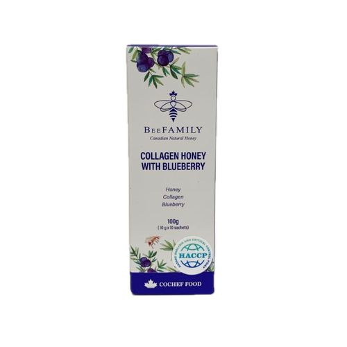 BeeFamily, Collagen Honey Sticks, with Blueberry, 10 Sticks