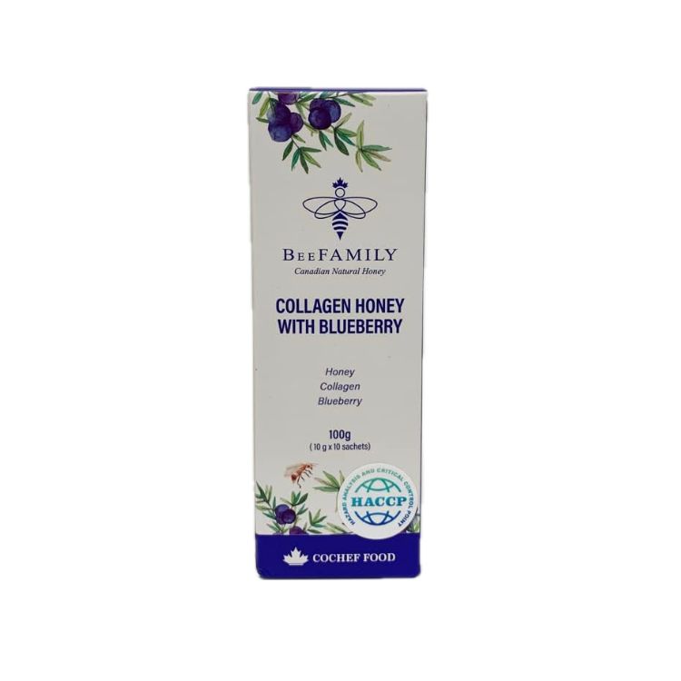 BeeFamily, Collagen Honey Sticks, with Blueberry, 10 Sticks