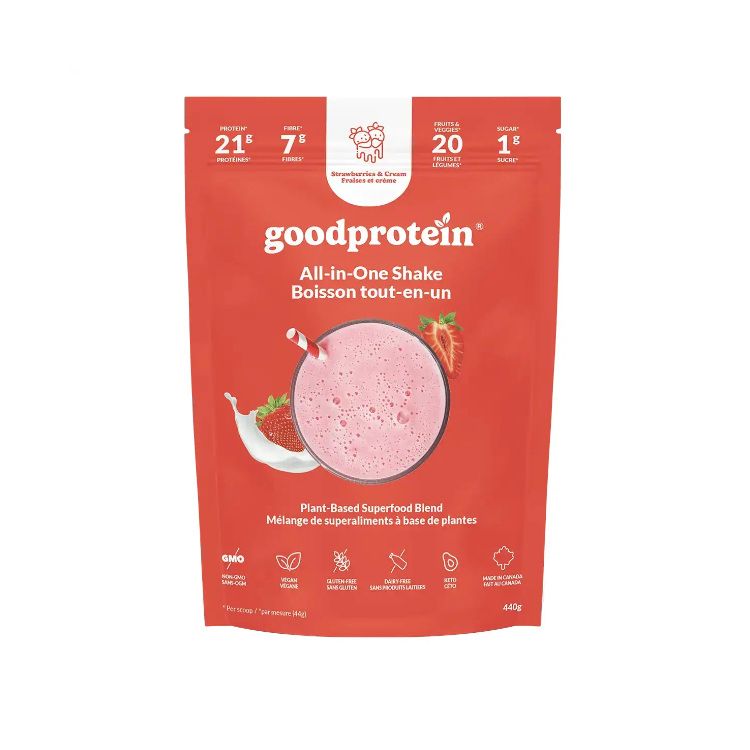 Good Protein, Vegan All-in-One Shake, Strawberries & Cream, 440g