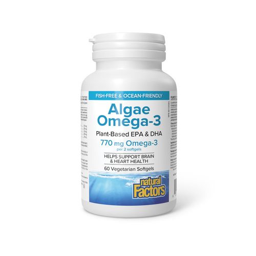 加拿大Natural Factors藻油Omega-3胶囊 60粒 life’sOMEGA®专利型成分 每粒提供300毫克EPA/DHA