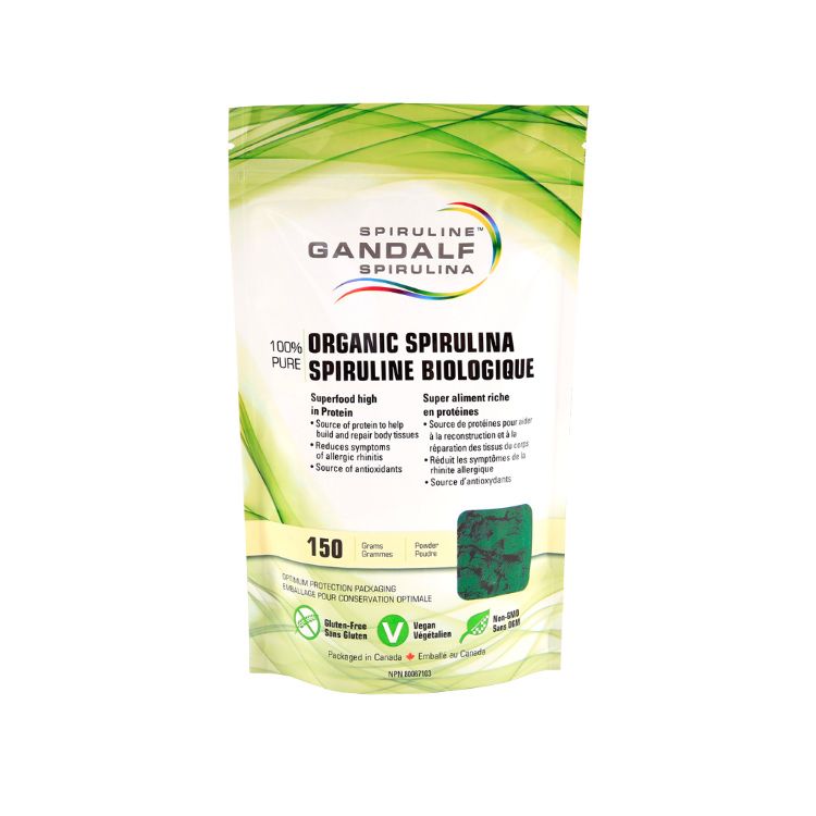 加拿大Gandalf 100%纯有机螺旋藻粉 150克 天然蛋白质和维生素B12来源 缓解鼻炎 辅助排毒