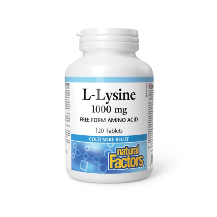 加拿大Natural Factors L-赖氨酸片 1000毫克/120片 医用级游离型 减少唇疱疹复发 缓解HSV感染