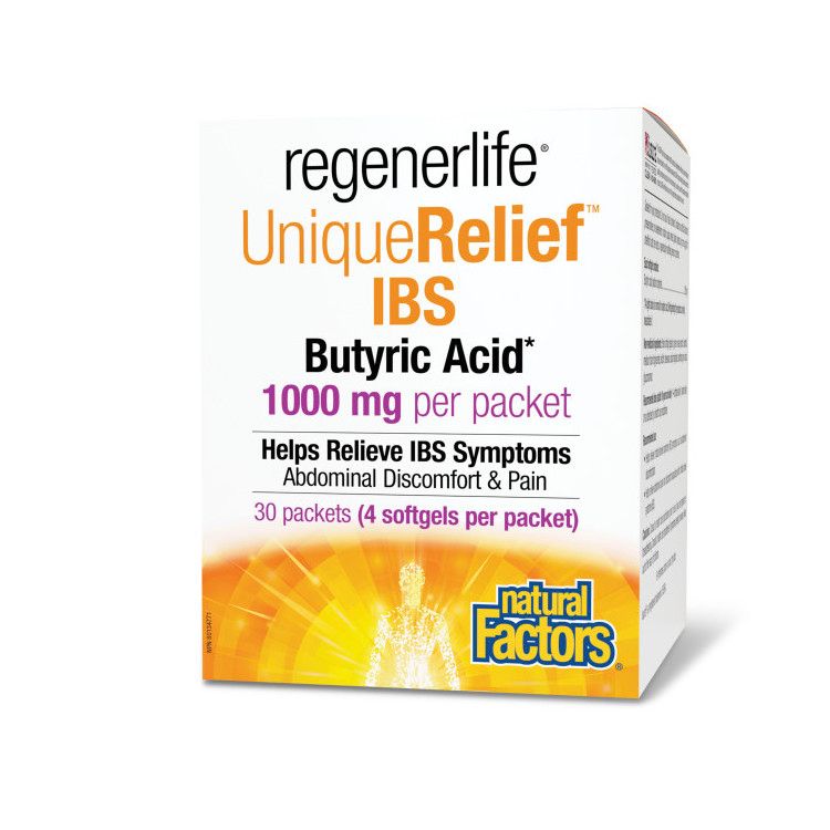 加拿大Natural Factors生命焕新丁酸胶囊 1000毫克/30包/120粒 舒缓IBS腹部不适 修复肠道屏障 健康老龄化支持