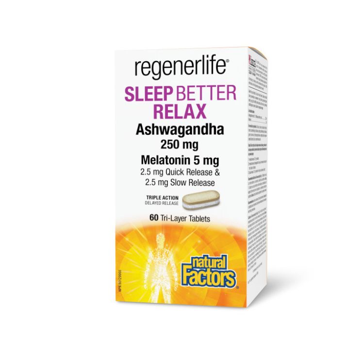 Natural Factors, regenerLife, Sleep Better Relax, 60 Tri-Layer Tablets