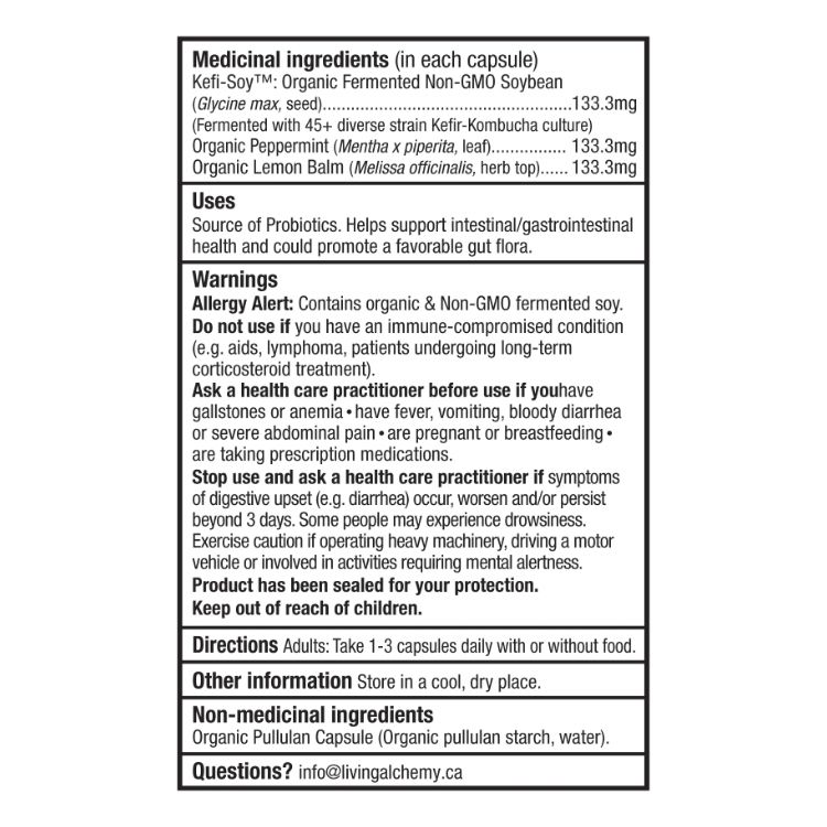 加拿大Living Alchemy聚合发酵益生菌 舒缓配方/60粒 全面支持消化系统健康 添加薄荷柠檬香蜂草 缓解消化道刺激