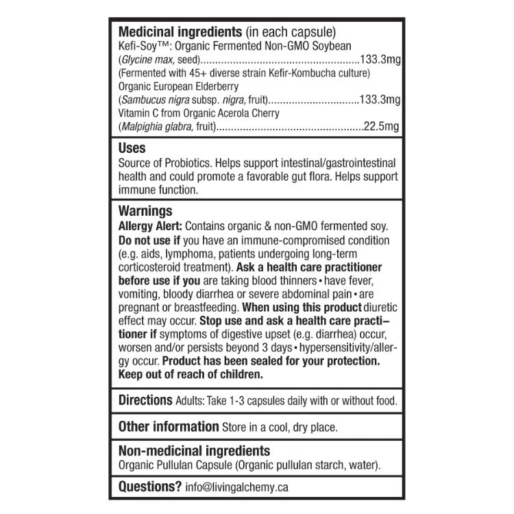 加拿大Living Alchemy聚合发酵益生菌 提升免疫配方/60粒 全面支持消化系统健康 添加接骨木及维C 提升免疫