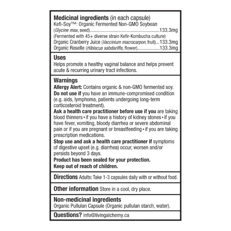 加拿大Living Alchemy聚合发酵益生菌 女性配方/60粒 全面支持消化系统健康 添加芙蓉花蔓越莓 预防尿路感染