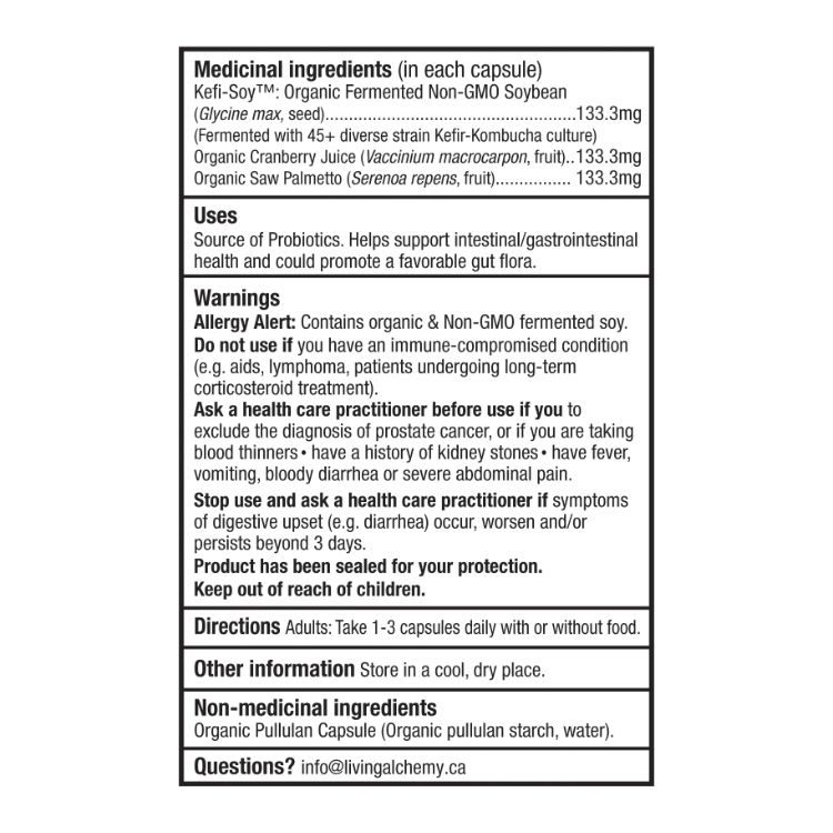 加拿大Living Alchemy聚合发酵益生菌 男性配方/60粒 全面支持消化系统健康 添加锯棕榈蔓越莓 保护前列腺