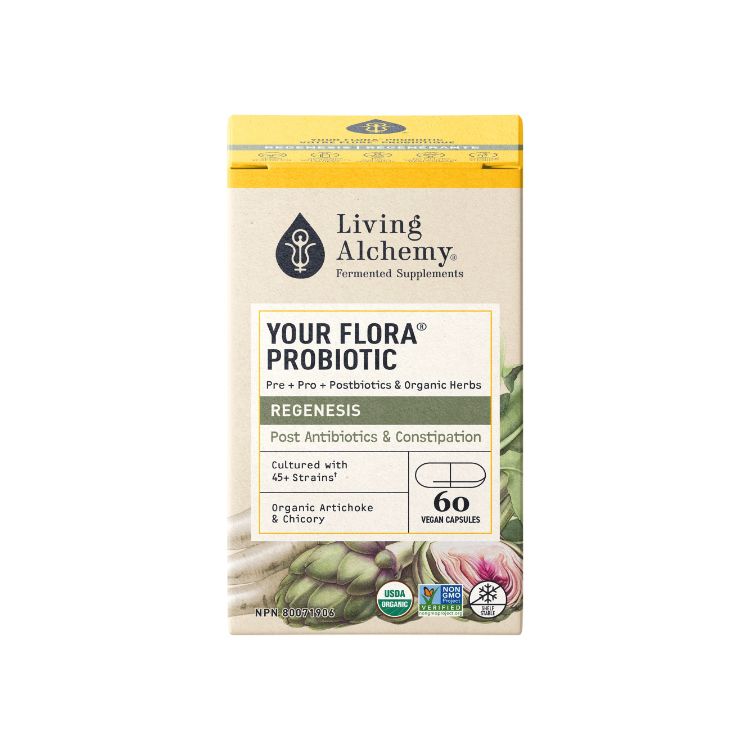 加拿大Living Alchemy聚合发酵益生菌 缓解便秘配方/60粒 全面支持消化系统健康 添加菊苣洋蓟 缓解便秘和抗生素不适