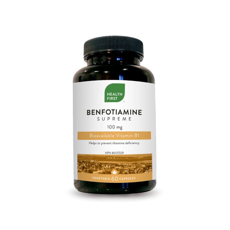 加拿大Health First活性维生素B1胶囊 100毫克/60粒 苯磷硫胺形式 6岁以上可用 促进正常生长发育 支持能量产生