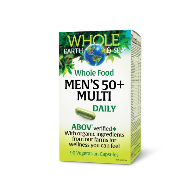 加拿大Whole Earth & Sea男性50+复合维生素胶囊 90粒 提升免疫 保障中老年男性日常营养需求 含独家配方全食物混合物