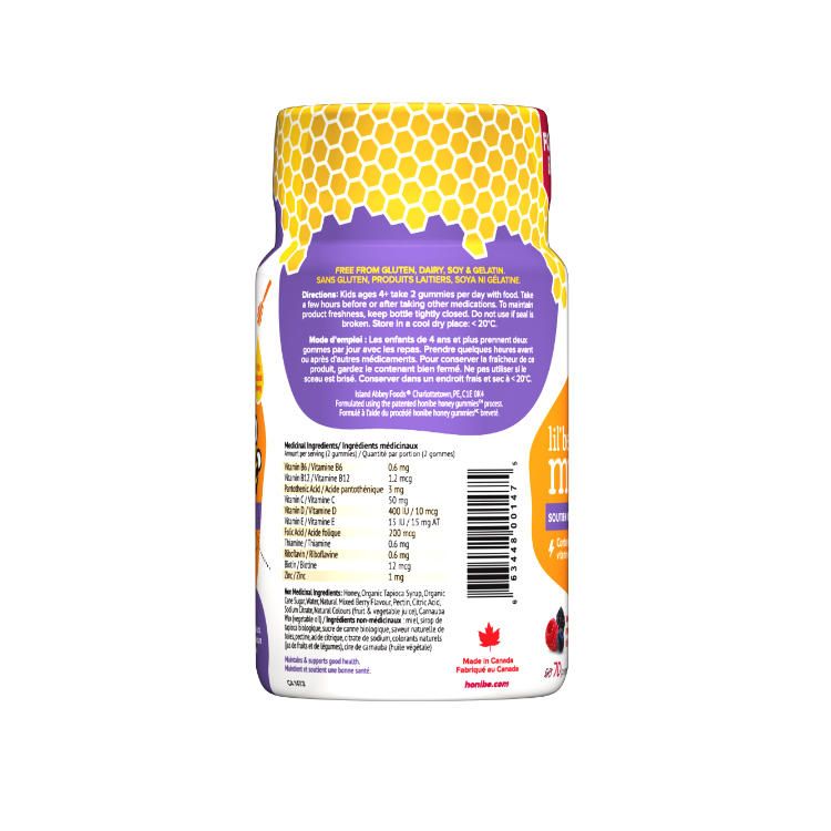 加拿大Honibe儿童复合维生素+锌蜂蜜软糖 70粒天然莓果味 平衡营养 提升免疫力