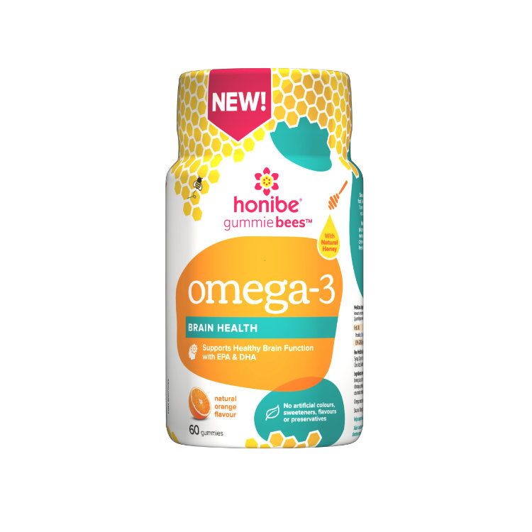 加拿大Honibe蜂蜜Omega-3软糖 60粒桔子味 大人孩子都能吃 补充EPA和DHA