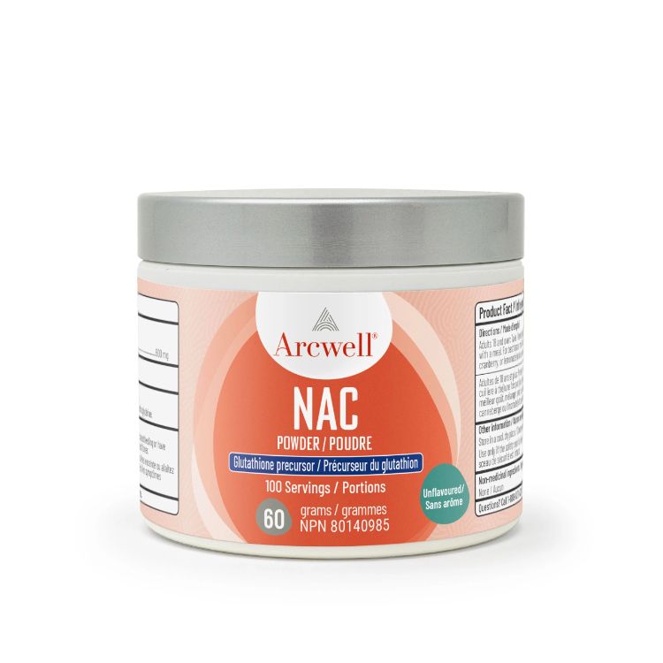 加拿大Arcwell N-乙酰-L-半胱氨酸NAC粉 600mg/60克/100次量 98%纯度 缓解慢性支气管炎症状