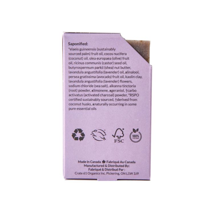 Crate 61 Organic, Bar Soap, Lavender, 110g - Crate 61 Organics | Lifeplus Natural Health