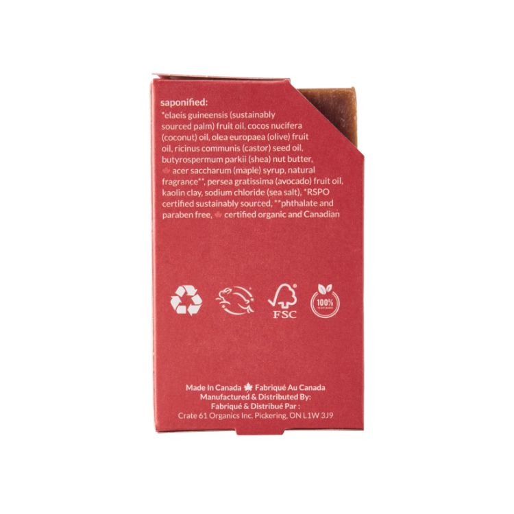 Crate 61 Organic, Bar Soap, Canadian Maple, 110g - Crate 61 Organics | Lifeplus Natural Health