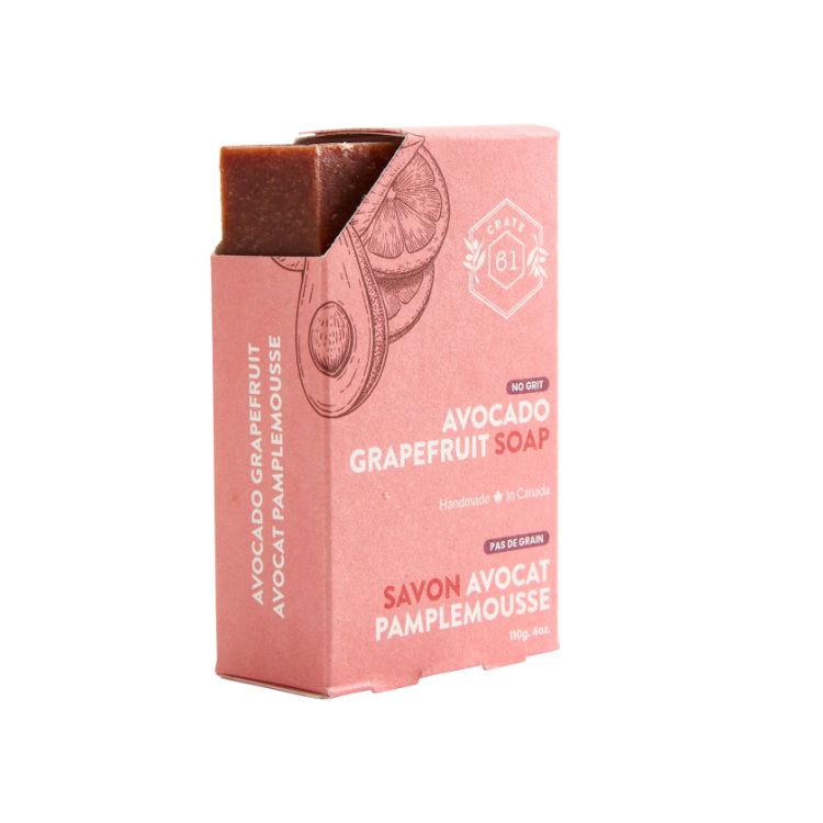 Crate 61 Organic, Bar Soap, Avocado Grapefruit, 110g - Crate 61 Organics | Lifeplus Natural Health