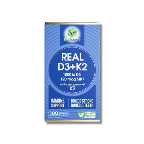 加拿大LeafSource维生素D3+K2软胶囊 100粒 纯素食配方 MK-7形式维生素K2 帮助有效吸收和利用钙