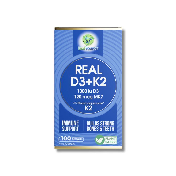 加拿大LeafSource维生素D3+K2软胶囊 100粒 纯素食配方 MK-7形式维生素K2 帮助有效吸收和利用钙 - LeafSource | 加拿大生活加
