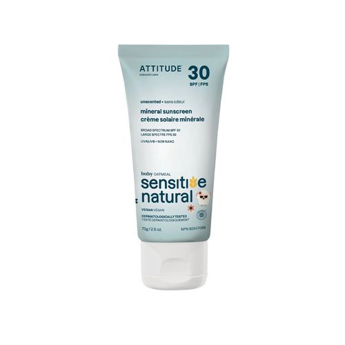 Attitude, Sensitive Skin Baby & Kids Moisturizer Mineral Sunscreen SPF 30, 75g