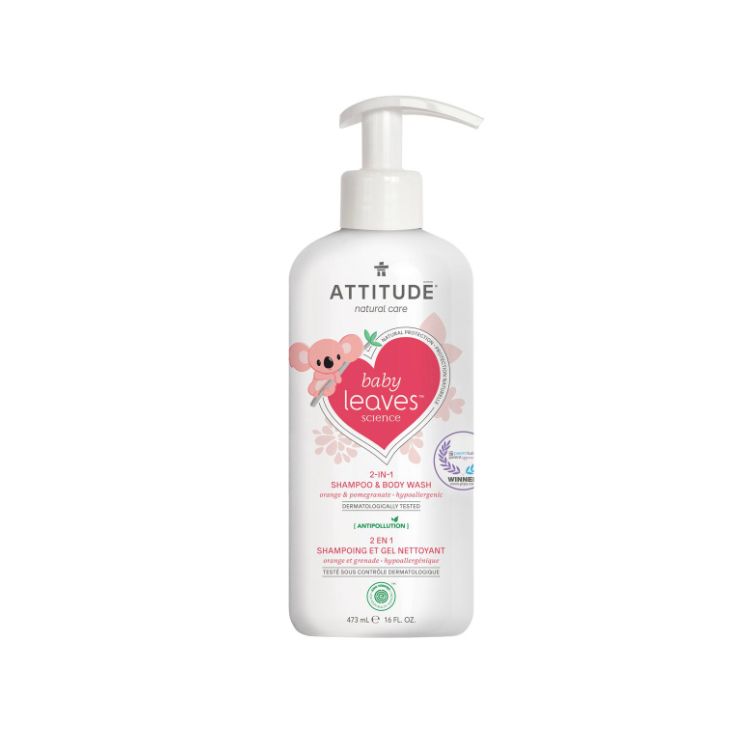 Attitude, Baby Leaves, 2-In-1 Shampoo and Body Wash, Orange Pomegranate, 473ml