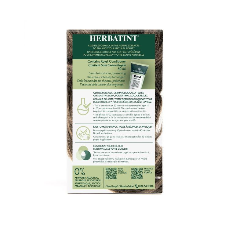 意大利Herbatint荷碧汀天然植物染发剂 6N-DARK BLONDE深金色 40余年无氨植物染发专家 孕妇可用