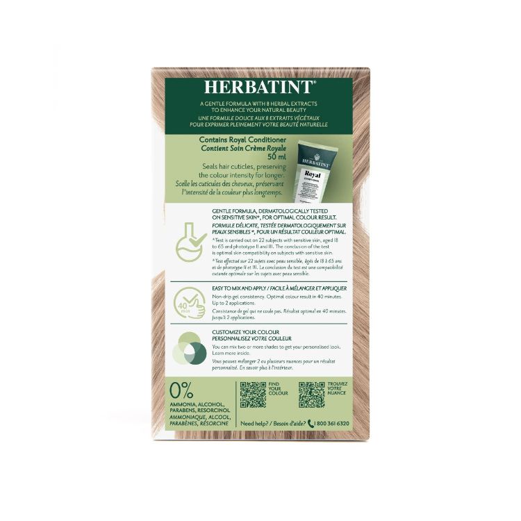 意大利Herbatint荷碧汀天然植物染发剂 8N-LIGHT BLONDE浅金色 40余年无氨植物染发专家 孕妇可用