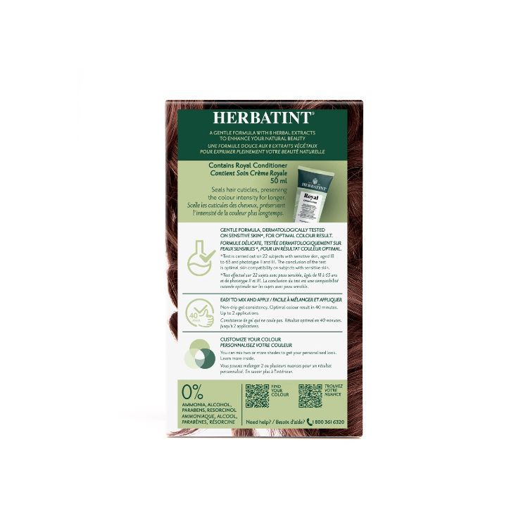 意大利Herbatint荷碧汀天然植物染发剂 5R-LIGHT COPPER CHESTNUT浅铜栗色 40余年无氨植物染发专家 孕妇可用