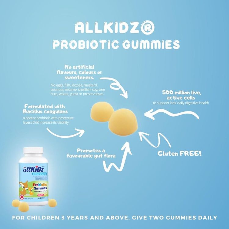 加拿大allKiDz儿童益生菌软糖 酸奶味80粒 每天2颗含5亿凝结芽孢杆菌