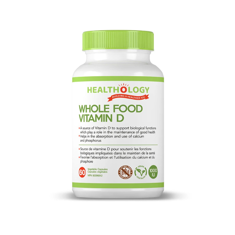 Healthology, Whole Food Vitamin D, 1000IU, 60 Vegetable Capsules