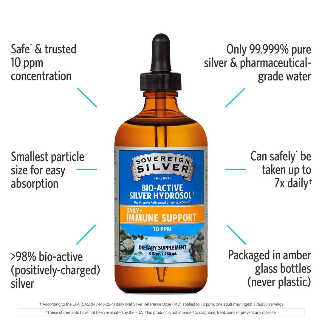Sovereign Silver, Bio-Active Silver Hydrosol, Dropper, 236ml